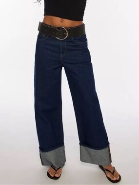 BDG Thea Cuffed Wide Leg Jeans